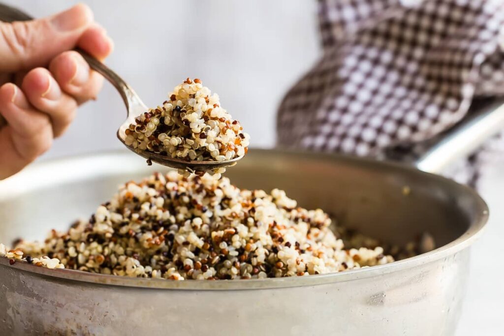 A spooned quinoa
